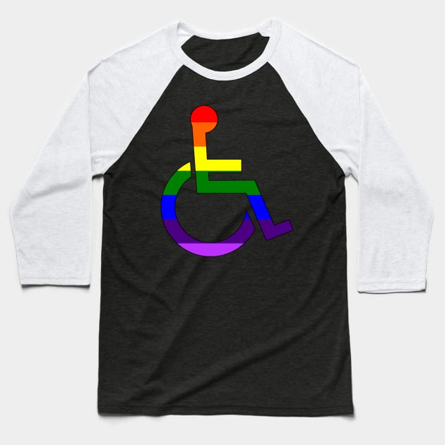 Disabled LGBTQ Pride Baseball T-Shirt by NatLeBrunDesigns